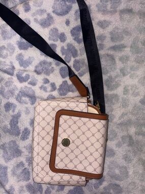 Steve Madden Cream Crossbody with Brown Trim and Black Strap
